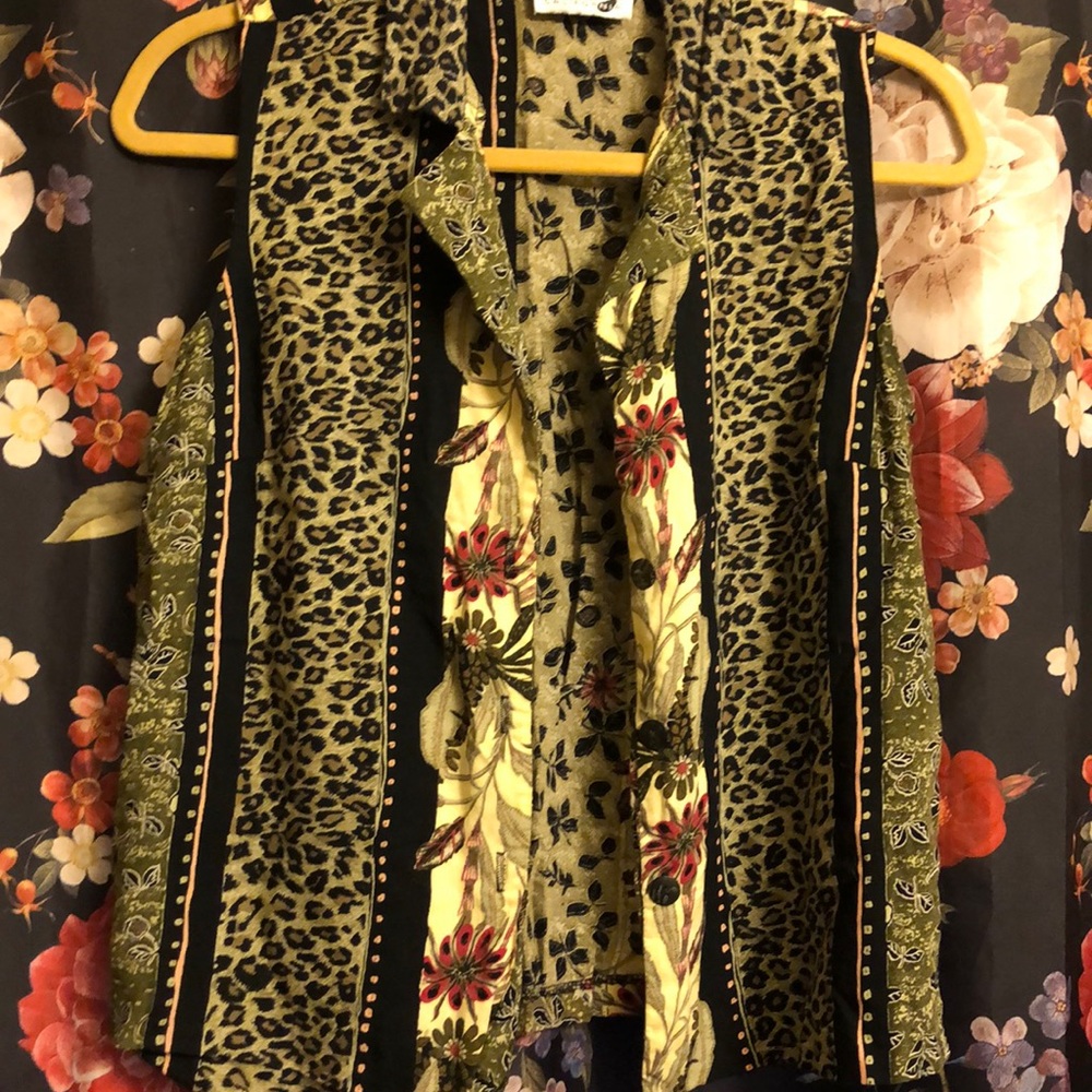 Cheetah and flower print blouse